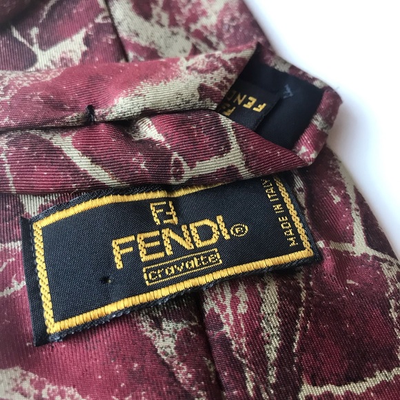 Fendi Red Print Mens Tie